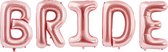 Partydeco - Folieballonnen Rose Gold set BRIDE (86 cm)