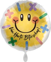 Smiley met pleisters Beterschap - folieballon