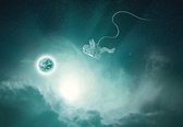Fotobehang - Vlies Behang - Astronaut in de Ruimte - Galaxy - Space -Universum - Heelal - Planeet - 312 x 219 cm