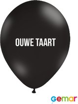Ballonnen "Ouwe Taart" Zwart met opdruk Wit