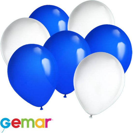30x ballons bleu et blanc (convient également à l'hélium) | bol