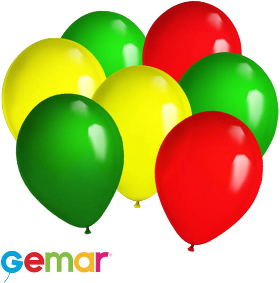 30 ballonnen Groen, Geel en Rood (Ook geschikt voor Helium) - Gemar Balloons
