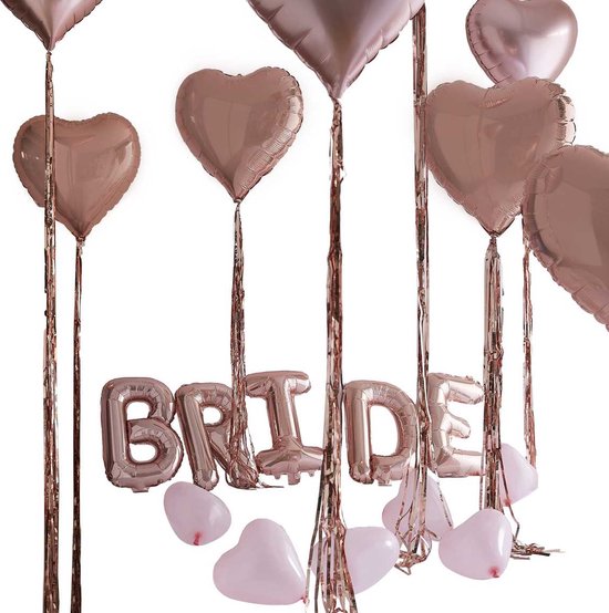 Ginger Ray - Rose Gold Bride and Heart Balloons Room Decoration Kit