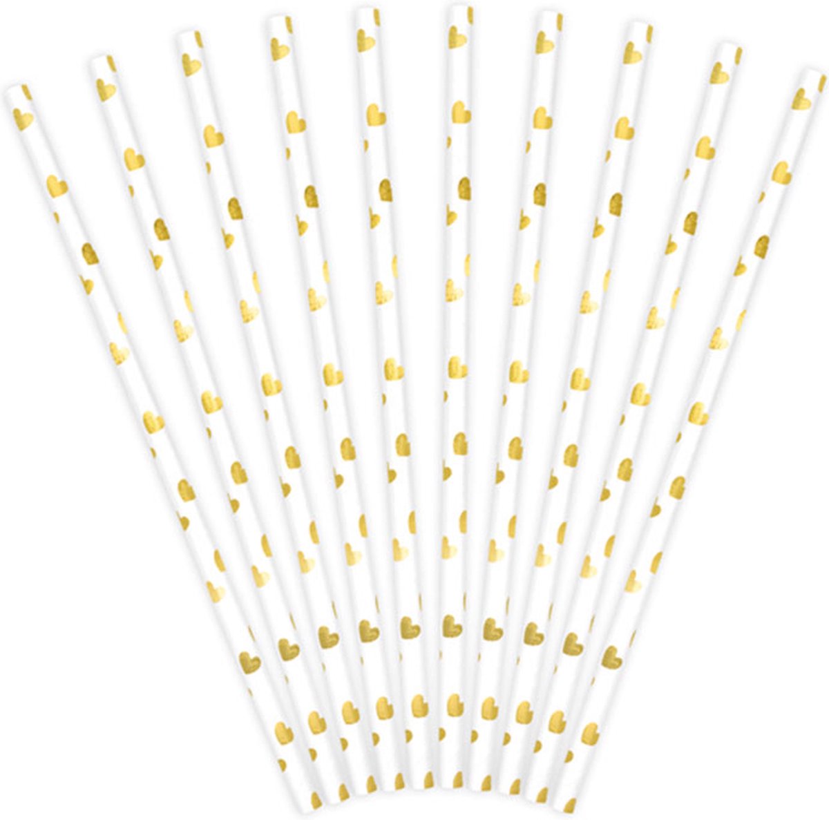 Partydeco - Rietjes gold hartjes (10 stuks)