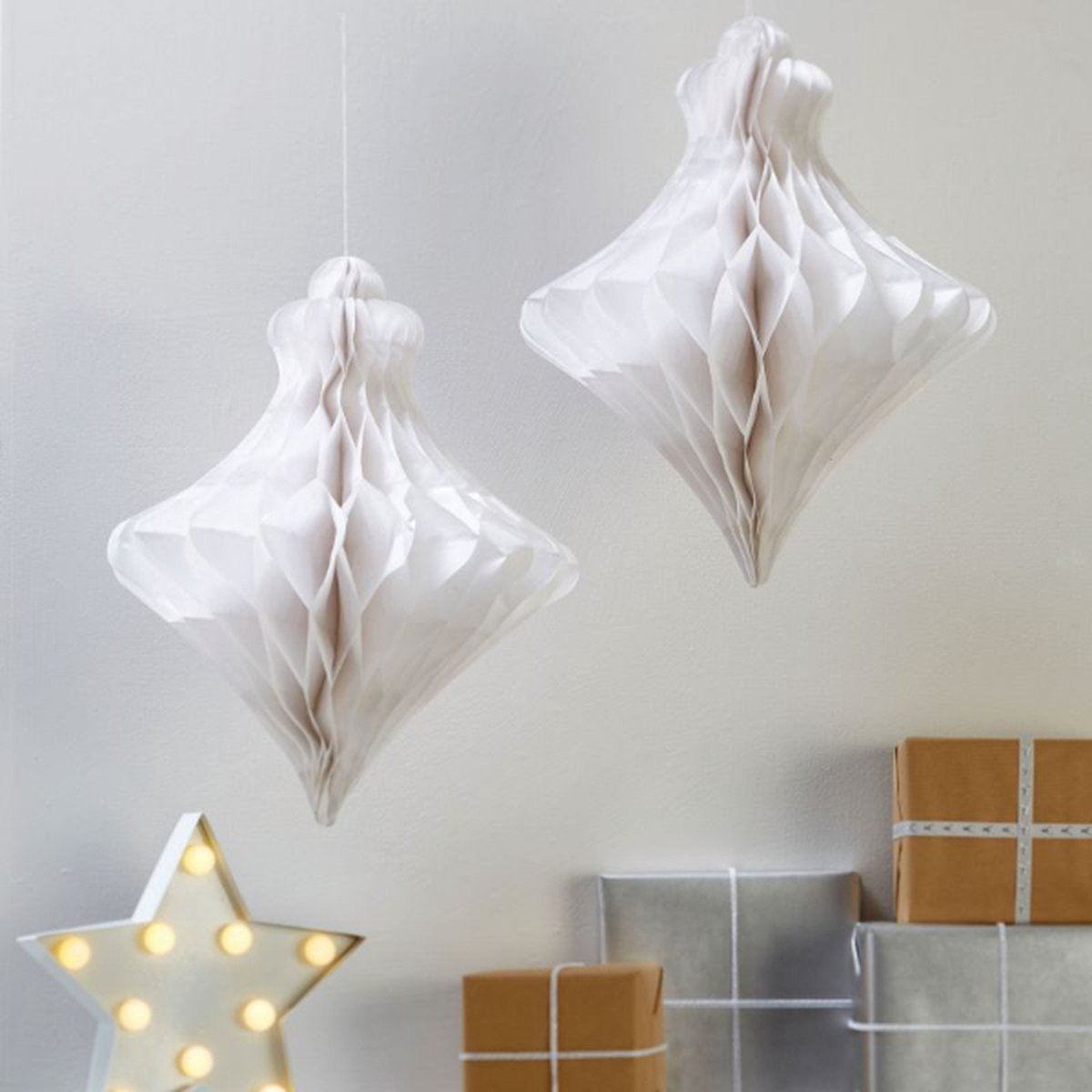 Ginger ray Ginger Ray - Christmas Metallics - Honeycomb Kerstballen Wit,Zilver