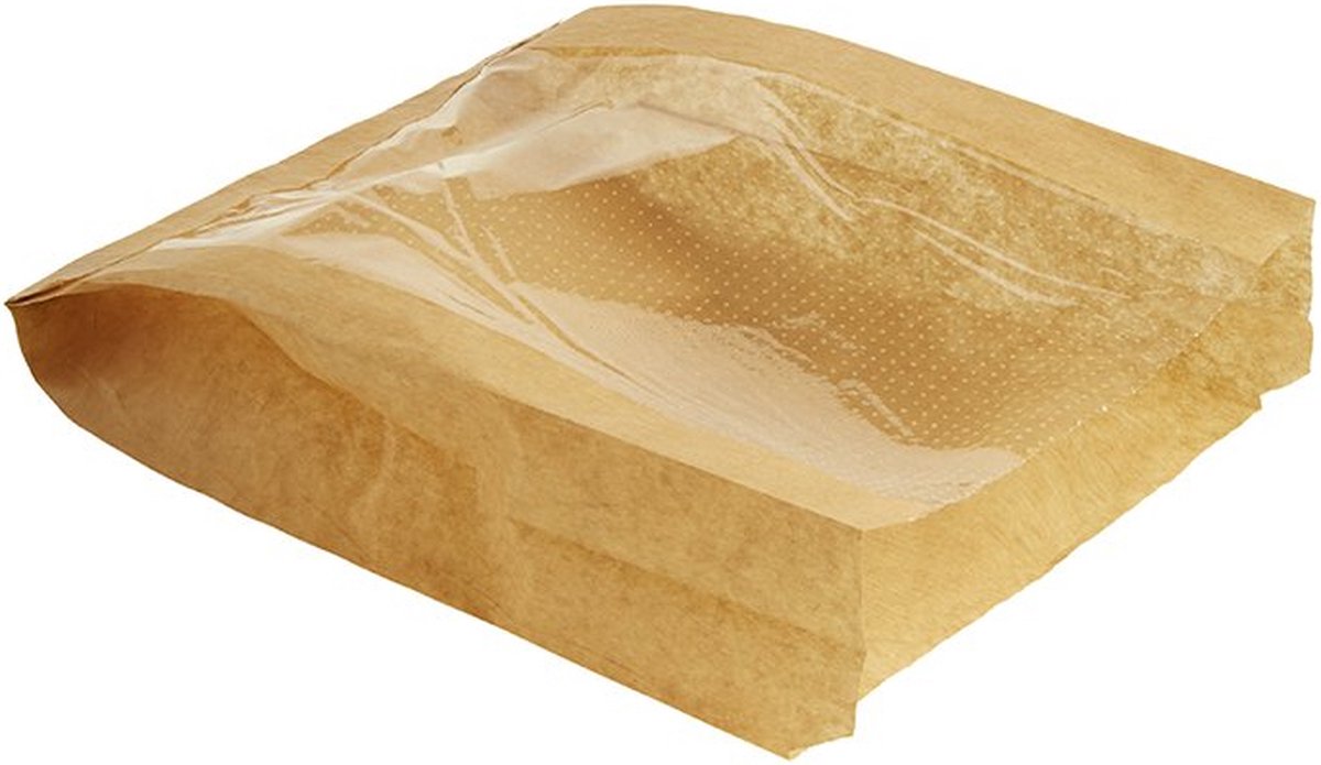 Broodzakken met venster KRAFT - 15x6x29cm - 1.000 st/ds.