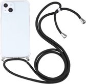 Anti Shock silicone Geschikt voor Apple iPhone 13 mini/TPU back cover/Transparant hoesje met koord + gratis screen protector
