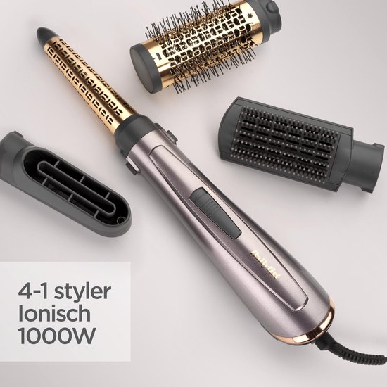 BaByliss Air Style 1000W Föhnborstel AS136E - 4 Multistyler Opzetstukken - Stylen/Krullen/Föhnen/Volume- Coolshot