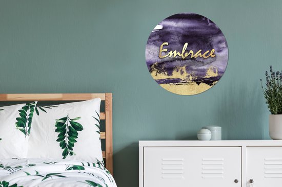 WallCircle - Cercle mural ⌀ 60 - Citation - Peluche - Violet - Goud - Tableaux ronds salon - Assiette murale ronde - Décoration murale cercle - Décoration chambre intérieur - Décoration murale cercle mural - Accessoires de maison
