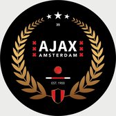 Ajax Schilderij - Gouden Krans - Voetbal - Muurcirkel - Poster - Wanddecoratie op Aluminium (Dibond) - 40x40cm - Inclusief Gratis Ophangsysteem