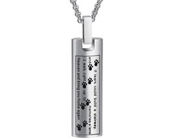 Luxe Ashanger - met Ketting - Voor As, Haren of Parfum - Assieraad - As Ketting - Gedenksieraad - Urn - Incl. As vuller en Opbergzakje - Dog Paw