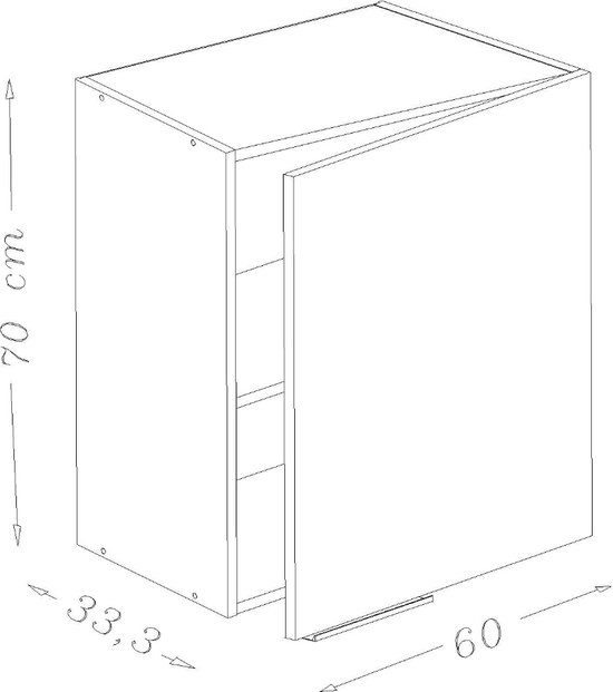 Berlioz Creations CP6HF keukenbovenkast met 1 deur, essen, 60 x 34 x 70 cm