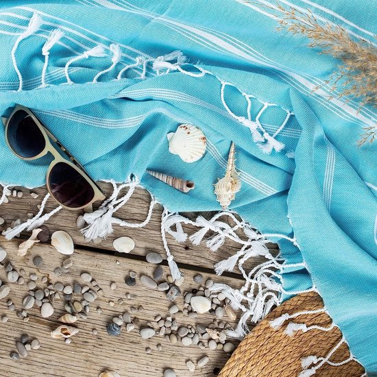 Sowel® XXXL Hamamdoek, strandhanddoek, fouta, 100% katoen, 200 x 240 cm, marineblauw