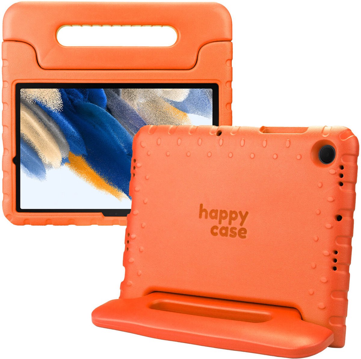 HappyCase Kinder Tablethoes Geschikt voor Samsung Tab A8 | Kindvriendelijke Hoes | Beschemhoes | Kinderhoes | met Handvat en Standaard | Oranje