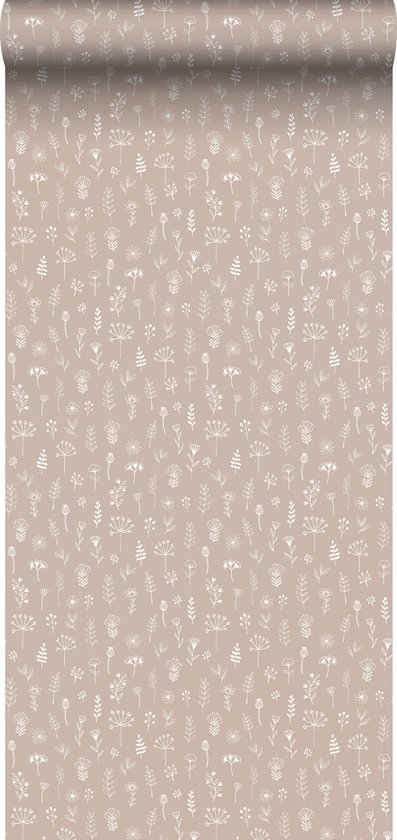 ESTAhome behang bloemmotief oudroze en wit - 139280 - 0,53 x 10,05 m