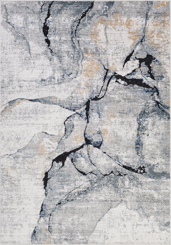 SURYA Vloerkleed - Woonkamer, Slaapkamer - Modern Abstract Tapijt LYNA - Ivoor/Grijs - 200x275 cm