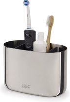 Grand organiseur de Luxe pour brosses à dents, 17,5 x 9,4 x 11,7 cm, avec 3 séparateurs, acier inoxydable, Argent - Joseph Joseph | Easy Store