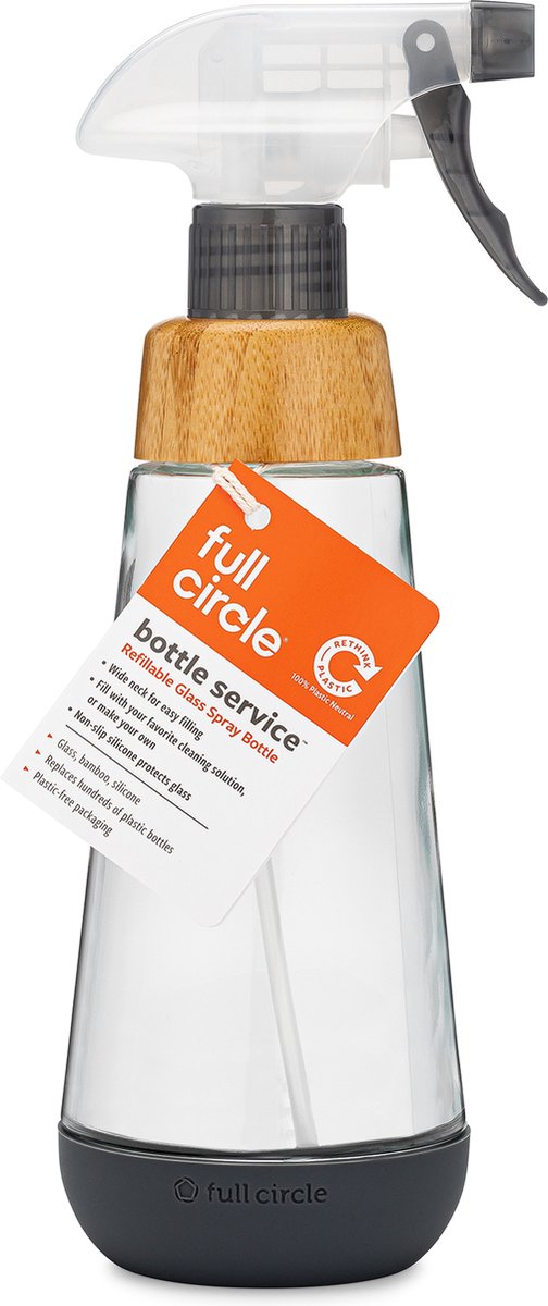 Full Circle Home Spuitfles BOTTLE SERVICE - 450ml- Plantenspuit - Glas - Bamboe