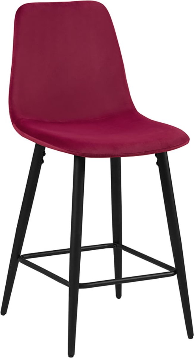 Barkruk Aylin Bordeaux - Velours - Geschikt voor kookeiland - Met rugleuning - Zithoogte 66 cm - Zitdiepte 38 cm