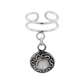 WeLoveSilver - ear cuff zilver - met hanger en maansteen - hypoallergeen