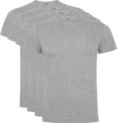 4 Pack Dogo Premium Unisex T-Shirt merk Roly 100% katoen Ronde hals Licht Grijs gemeleerd Maat XXL
