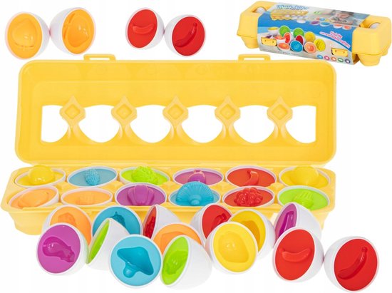 Playos® - Eieren Sorteren - Fruit en Groente - Montessori Speelgoed - Sorteer Speelgoed - Peuters - Educatief - Speelgoed - Sorteren - Ontwikkelingsspeelgoed - Motoriek - Puzzel - Geometrisch Speelgoed - Montessori - Speelgoed Peuters