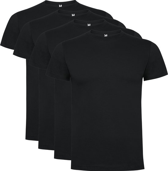 4 Pack Dogo Premium Unisex T-Shirt merk Roly 100% katoen Ronde hals Donker Grijs Maat 3XL