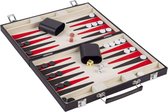 Set de Backgammon - Étui de Backgammon - Cuir - Zwart & Rouge - Édition Voyage