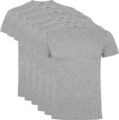 6 Pack Roly Dogo Premium Heren T-Shirt 100% katoen Ronde hals Licht Grijs gemeleerd Maat 3XL