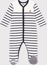 Petit Bateau Pyjama bébé en velours rayé Combishort unisexe - Blauw - Taille 68