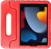 HappyCase Kinder Tablethoes Geschikt voor Apple iPad 10.2 2019/2020/2021 | Kindvriendelijke Hoes | Beschemhoes | Kinderhoes | met Handvat en Standaard | Rood