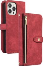 Hoesje geschikt voor iPhone 13 - Bookcase - Koord - Pasjeshouder - Portemonnee - Kunstleer - Rood