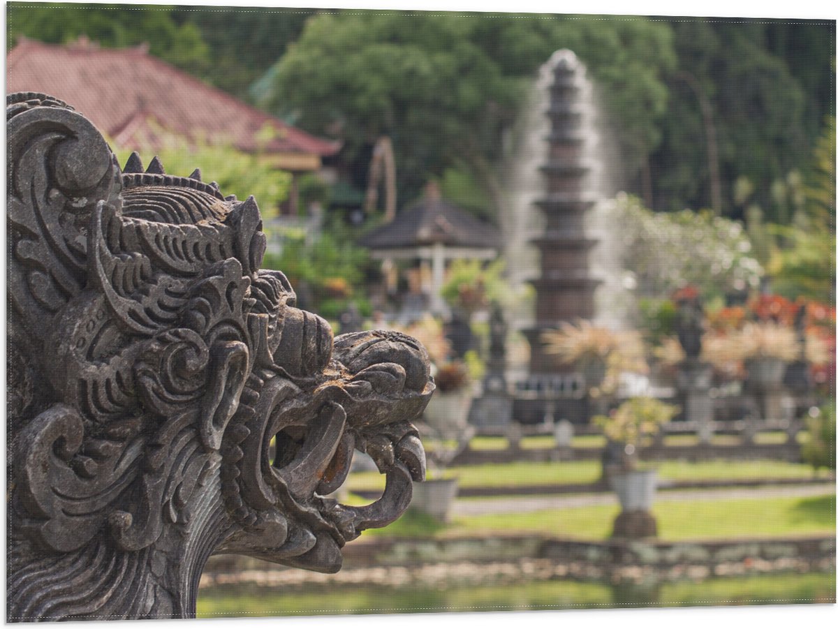 Vlag - Beelden en Fonteinen in Bali - 80x60 cm Foto op Polyester Vlag
