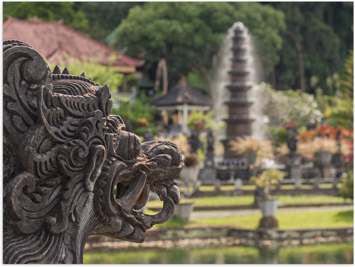 Poster Glanzend – Beelden en Fonteinen in Bali - 40x30 cm Foto op Posterpapier met Glanzen