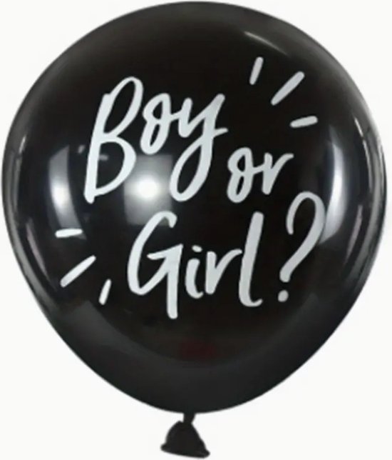 Gender reveal ballon -91cm met Roze en blauwe confetti -Genderreveal-Babyboy-Babygirl