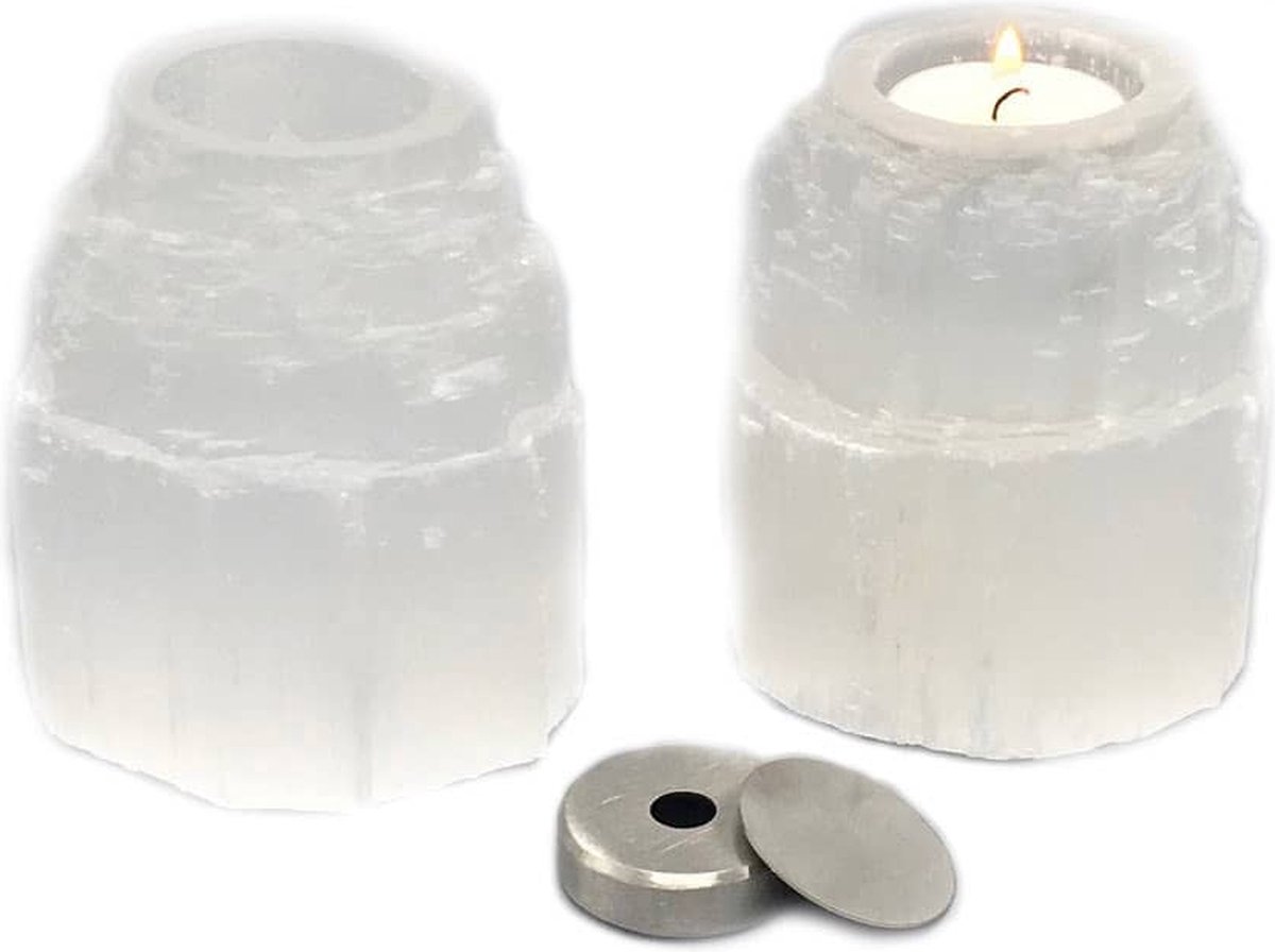 Urn ornament, as bestemming, engelensteen, seleniet waxinelicht houder
