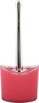 MSV Toiletborstel in houder/wc-borstel Aveiro - PS kunststof/rvs - fuchsia roze/zilver - 37 x 14 cm