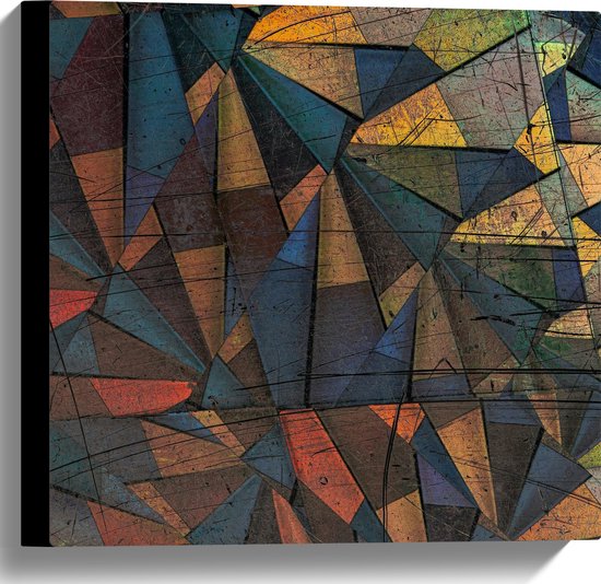 Canvas - Patroon van Verschillende Kleuren Drie- en Vierhoeken - 40x40 cm Foto op Canvas Schilderij (Wanddecoratie op Canvas)