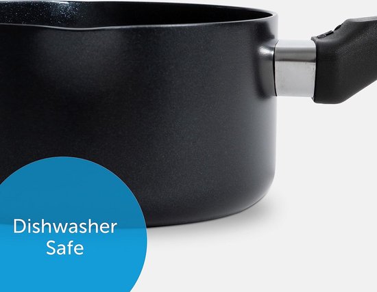 BK Cookware Balans Keramische Steelpan met Antiaanbaklaag, 16 cm/1,5 l, met Schenktuit, Inductie, PFAS-vrij, Ovenbestendig tot 160 °C, Vaatwasmachinebestendig, Grijs