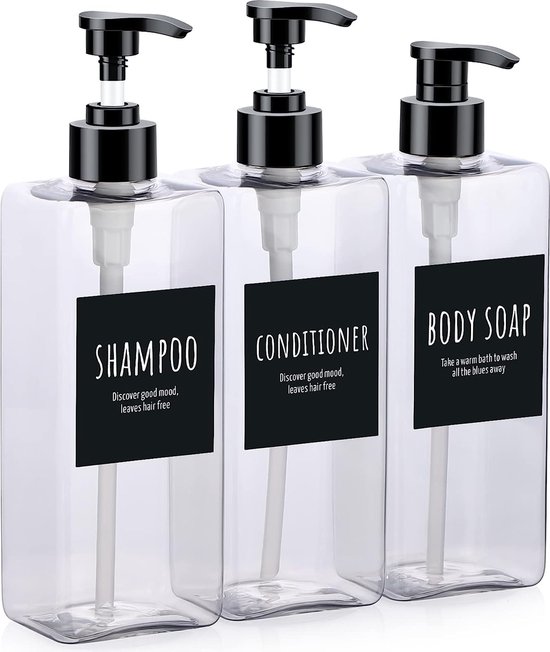 Distributeur de savon Lot de 3 bouteilles de shampoing de 500 ml Flacon  pompe vide... | bol.com