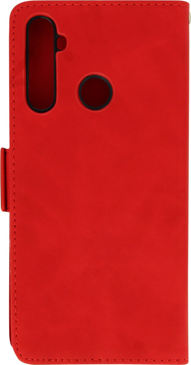Geschikt voor Realme 6i Leren Foliohoes 2 in 1 Afneembare magnetische houder Rood