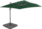 Hangende parasol Groen met stevige afneembare voet | Watervast – UV bestendig – Kleurvast | Zweefparasol – Stabiel – 268 cm hoog | Tuin decoratie – Parasol – Zonparasol - Tuinparasol