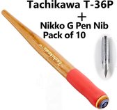 Tachikawa T36P Nibhouder + Nikko G Pen Nib set van 10