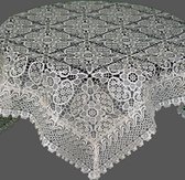 Tafelkleed - Kant - bloem motief in vierkanten - Ecru - Vierkant 85 cm