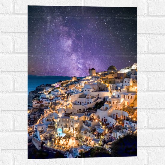 Muursticker - Gekleurde Witte Stad aan Zee - 40x60 cm Foto op Muursticker
