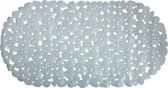 MSV Douche/bad anti-slip mat - badkamer - pvc - grijs - 35 x 68 cm - zuignappen - steentjes motief