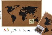 Prikbord Wereldkaart van Kurk - 40x60 cm - Duurzaam en Functioneel - Decoratief Prikbord - Inclusief Punaises en Polybag - Perfect voor Organisatie en Decoratie - Praktisch en Stijlvol - Geweldige Toevoeging aan je Muur