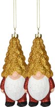 Christmas Decoration kersthanger gnome/dwerg/kabouter - 2x - kunststof - 12,5 cm