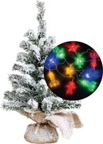 Mini sapin de Noël enneigé - 45 cm - avec cordon lumineux sur le thème de l'espace 165 cm - plastique