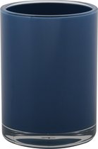 MSV Badkamer drinkbeker/tandenborstelhouder Aveiro - PS kunststof - donkerblauw - 7 x 9 cm